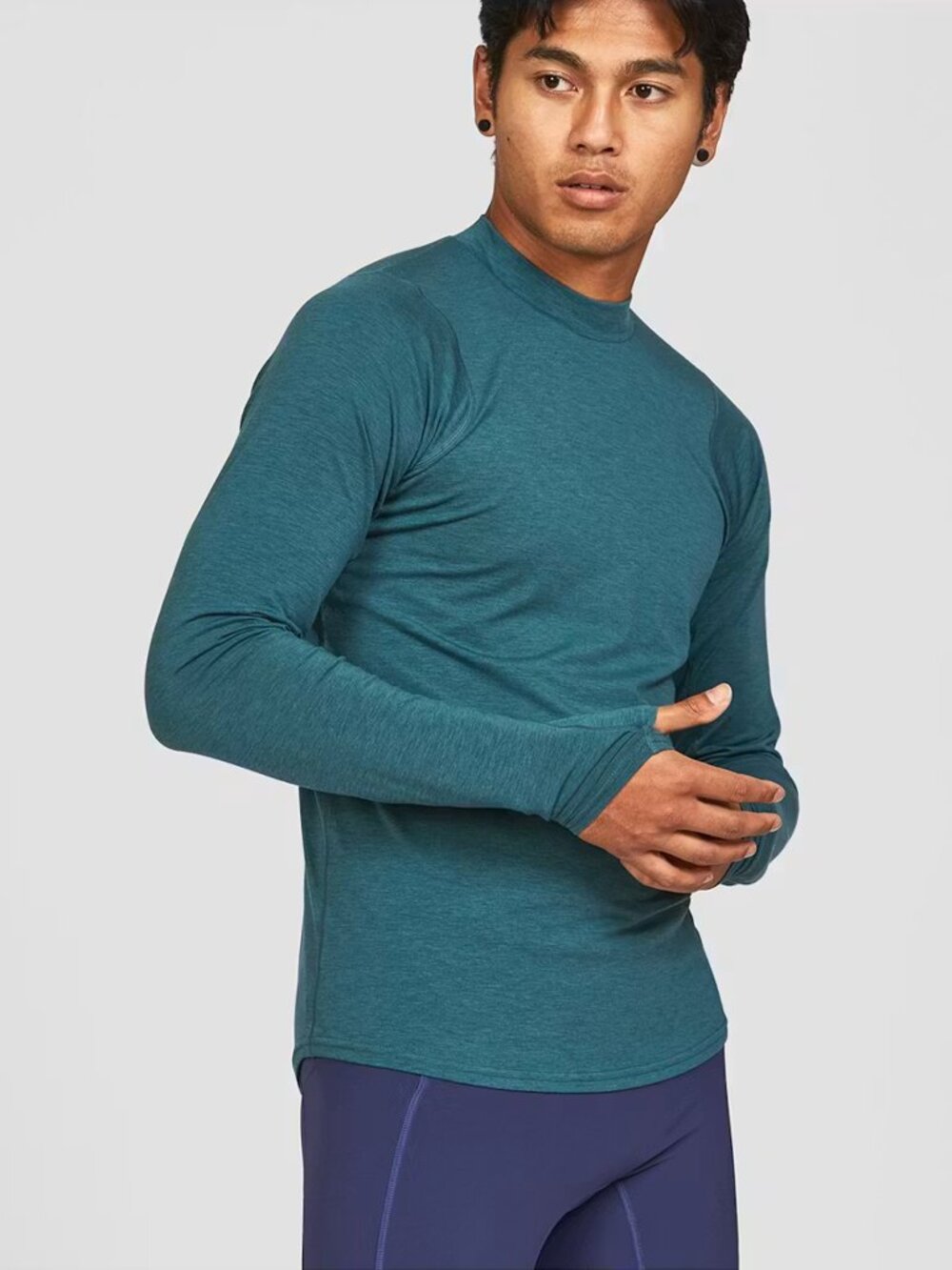 Janji Men's Swift Tech Merino Wool Blend Long Sleeve in Atlantic dark teal large